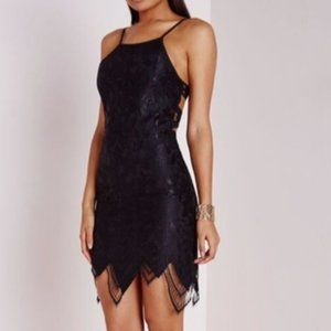 Missguided Black Lace Scalloped Hem Cocktail Date Night Dress 4